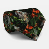 Dierlijke Natuur Wildlife Iguana Tropisch Patroon Stropdas (Opgerold)