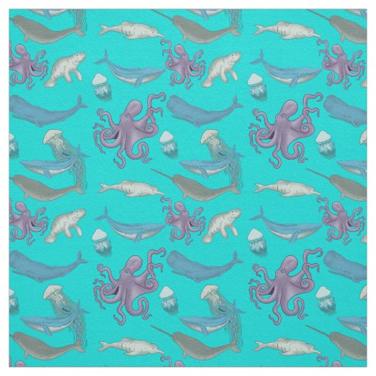 Dierlijke Oceaan Patroon Achtergrond Stof (Swatch)