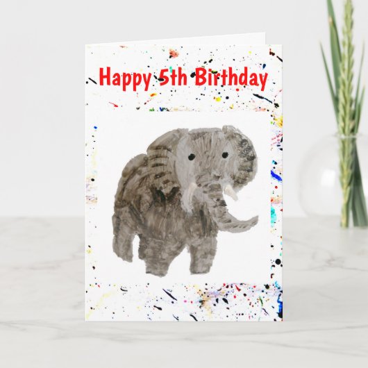 Dierlijke Olifant Art Age Verjaardag Kaart (Voorkant)