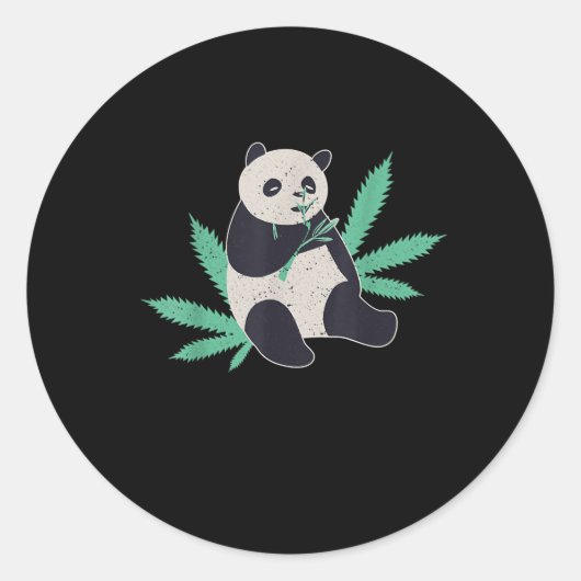 Dierlijke Panda Weed Stoner Gift Ronde Sticker (Voorkant)