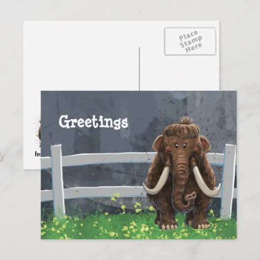 Dierlijke parade Mastodon Briefkaart (Voorkant / Achterkant)