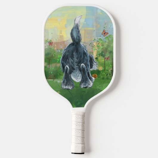 Dierlijke parade shaggy Sheep Dog Pickleball Paddl Pickleball Paddle (Achterkant)