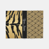 Dierlijke patroon voor zwarte en goudtijger fleece deken (Voorkant (Horizontaal))