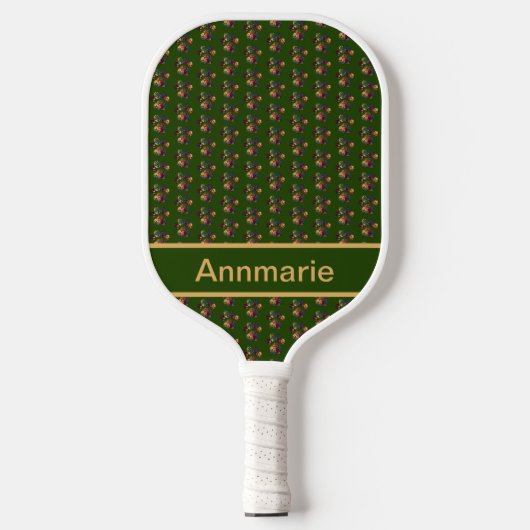 Dierlijke Paw Silhouet Thanksgiving Groen Aangepas Pickleball Paddle (Voorkant)