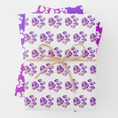 Dierlijke Paws Verpakking Papier Paarse Roze Set v Inpakpapier Vel (In situ)