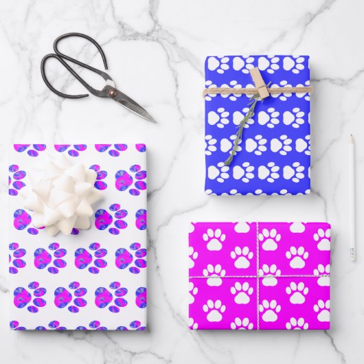 Dierlijke Paws Verpakkingsdocument Vlakke Bladreek Inpakpapier Vel (Voorkant)