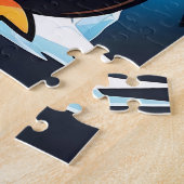 Dierlijke Pinguïn Blauw Schattige Legpuzzel (Zijkant)