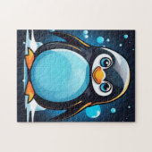 Dierlijke Pinguïn Blauw Schattige Legpuzzel (Horizontaal)