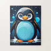 Dierlijke Pinguïn Blauw Schattige Legpuzzel (Verticaal)