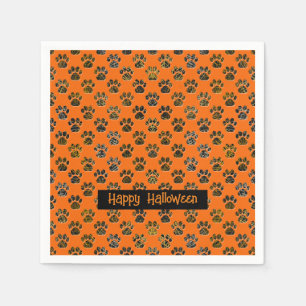 Dierlijke Poot Silhouet Halloween Feestje Oranje Servet