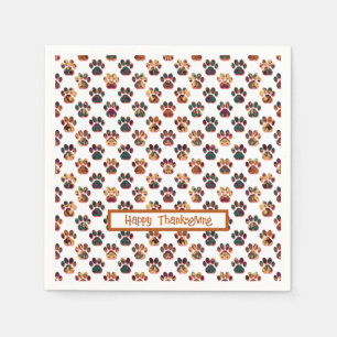 Dierlijke Poot Silhouet Thanksgiving Pawty Wit Servet