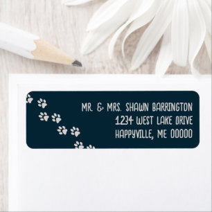 Dierlijke Pootafdrukken Donkerblauw Retouradres Etiket