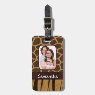 Dierlijke print foto achtergrond bagagelabel