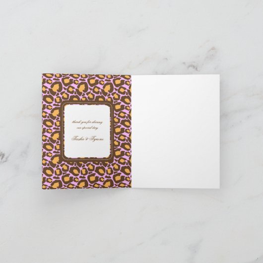 Dierlijke printbruiloft Dank je wel Bedankkaart (Binnen)