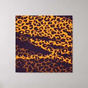 Dierlijke printhuid van luipaard (Geel zwart Paars Canvas Afdruk