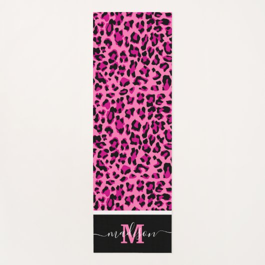 Dierlijke printluipaard Monogram Roze Yogamat (Voorkant)