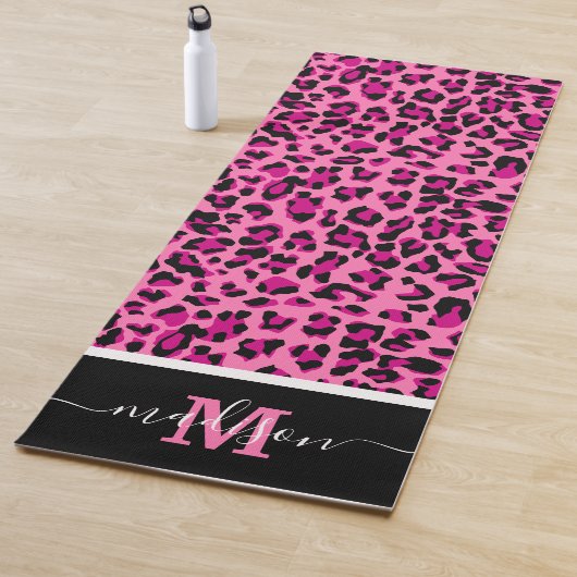 Dierlijke printluipaard Monogram Roze Yogamat (In situ)