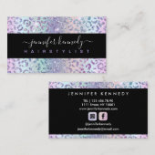 Dierlijke printluipholografisch glitter Salon Visitekaartje (Voorkant / Achterkant)