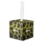 Dierlijke printolive Groen Kubus Ornament (Voorkant hoekig)