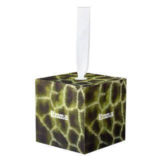 Dierlijke printolive Groen Kubus Ornament