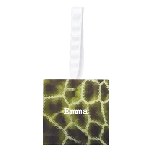 Dierlijke printolive Groen Kubus Ornament (Voorkant)