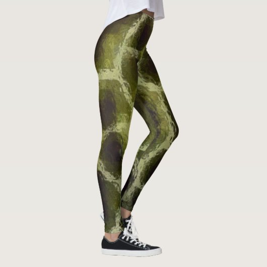 Dierlijke printolive Groen Leggings (Rechts)