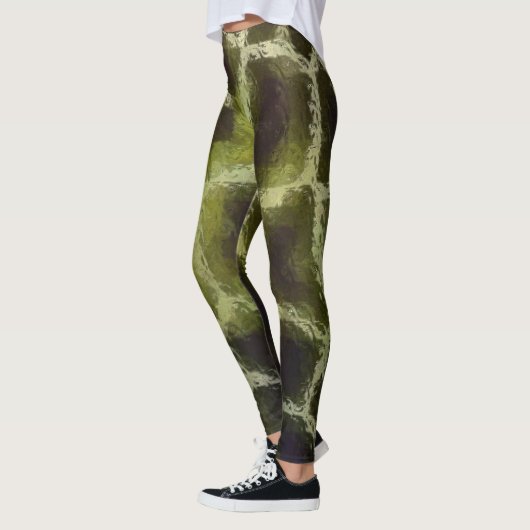 Dierlijke printolive Groen Leggings (Links)