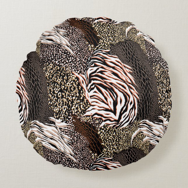 Dierlijke printplaat rondreis rond kussen (Voorkant)