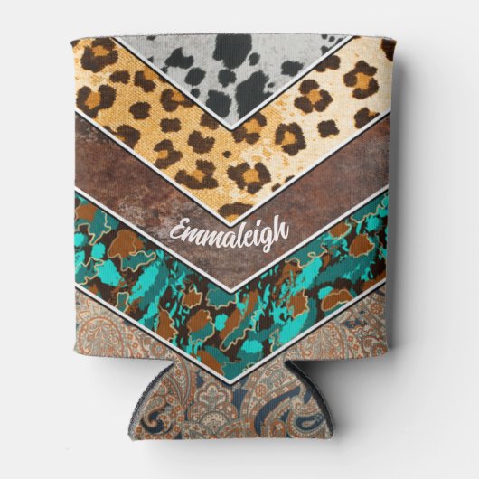 Dierlijke printpublimatie Mengsel Monogrammen Blikjeskoeler (Voorkant)