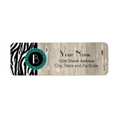 Dierlijke printZebra Patroon en monogram Etiket (Voorkant)
