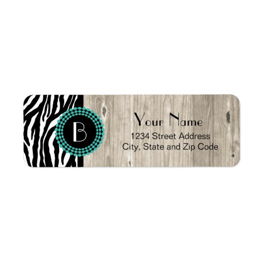 Dierlijke printZebra Patroon en monogram Etiket (Voorkant)