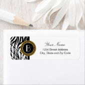 Dierlijke printZebra Patroon en monogram Etiket (Insitu)