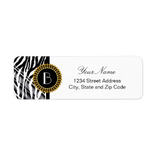Dierlijke printZebra Patroon en monogram Etiket
