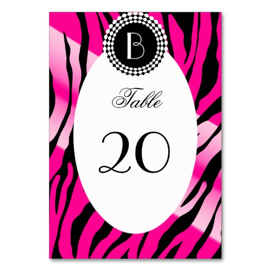 Dierlijke printZebra Patroon en monogram Kaart (Voorkant)