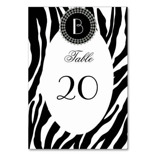 Dierlijke printZebra Patroon en monogram Kaart (Voorkant)