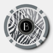 Dierlijke printZebra Patroon en monogram Pokerchips (Achterkant)