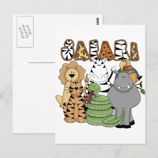 Dierlijke Safari Briefkaart (Voorkant / Achterkant)
