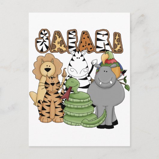 Dierlijke Safari Briefkaart (Voorkant)