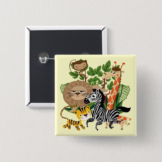 Dierlijke Safari Vierkante Button 5,1 Cm (Voorkant /achterkant)