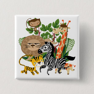Dierlijke Safari Vierkante Button 5,1 Cm