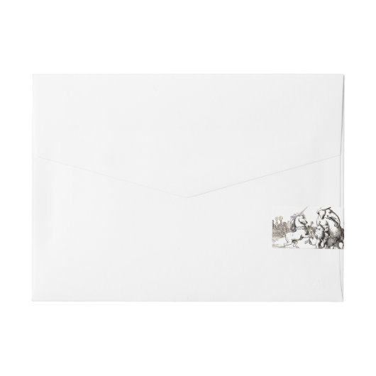 Dierlijke Schattigee Kunst Eenhoorn Olifant Lion Z Adreslabel Wikkel (Achterkant)