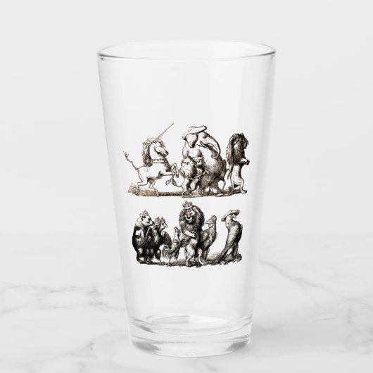 Dierlijke Schattigee Kunst Eenhoorn Olifant Lion Z Glas (Voorkant)