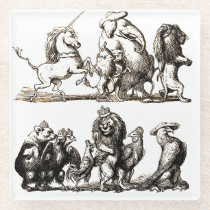 Dierlijke Schattigee Kunst Eenhoorn Olifant Lion Z Glazen Onderzetter