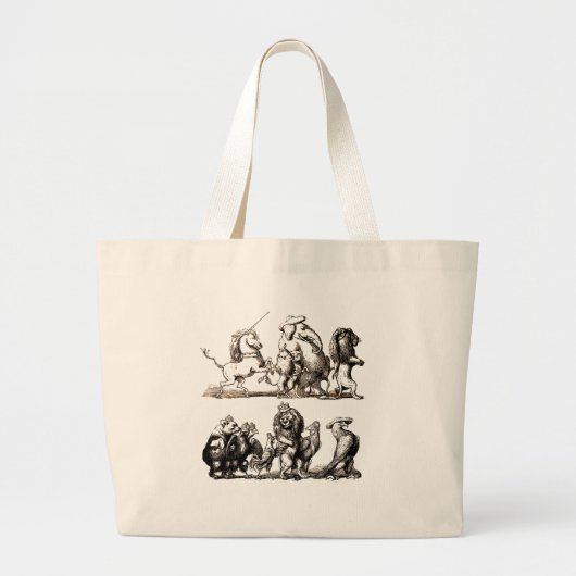 Dierlijke Schattigee Kunst Eenhoorn Olifant Lion Z Grote Tote Bag (Voorkant)
