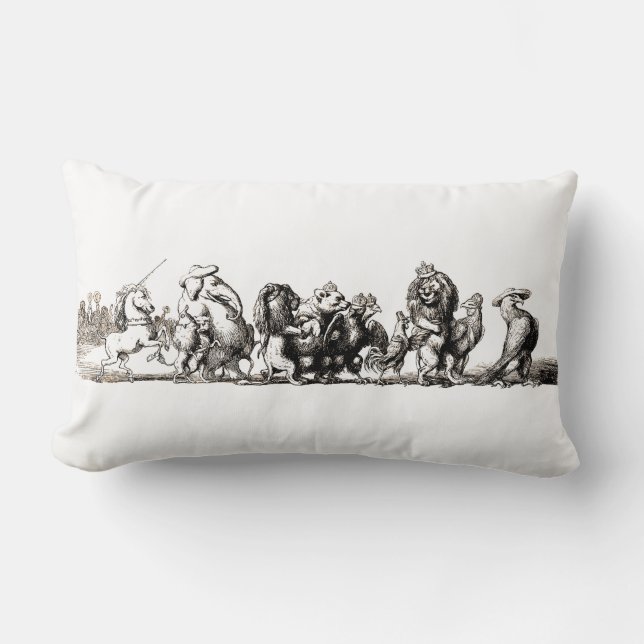 Dierlijke Schattigee Kunst Eenhoorn Olifant Lion Z Kussen (Voorkant)