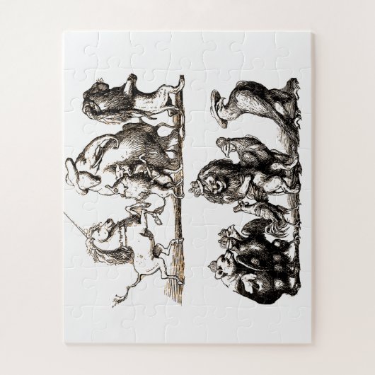 Dierlijke Schattigee Kunst Eenhoorn Olifant Lion Z Legpuzzel (Verticaal)