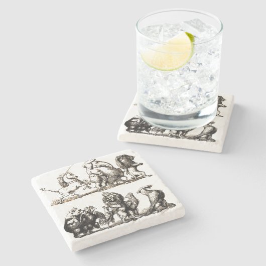 Dierlijke Schattigee Kunst Eenhoorn Olifant Lion Z Stenen Onderzetter (Zijkant)