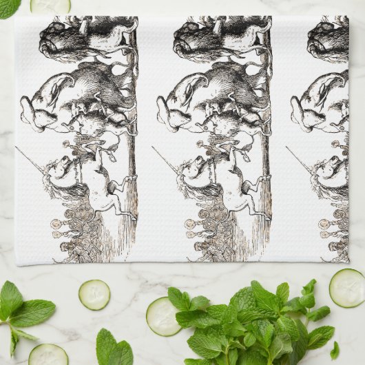 Dierlijke Schattigee Kunst Eenhoorn Olifant Lion Z Theedoek (Gevouwen)