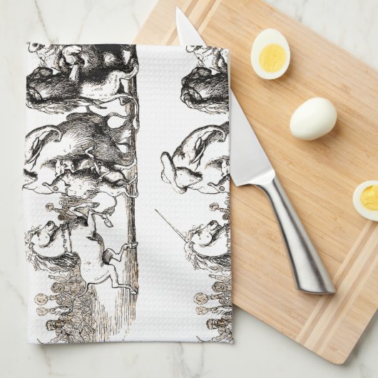 Dierlijke Schattigee Kunst Eenhoorn Olifant Lion Z Theedoek (Quarter Fold)