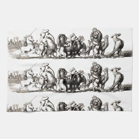 Dierlijke Schattigee Kunst Eenhoorn Olifant Lion Z Theedoek (Horizontaal)